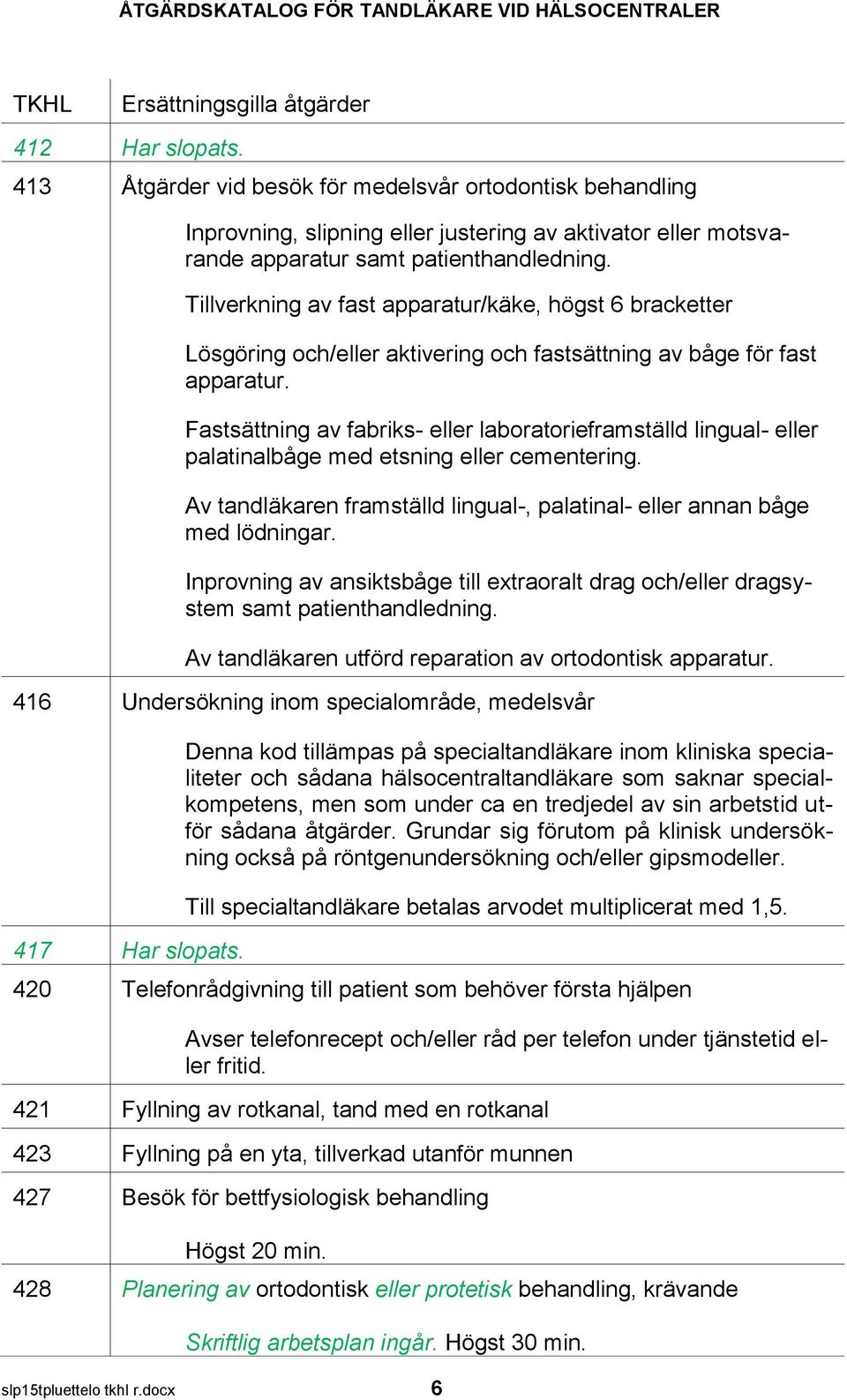 Fastsättning av fabriks- eller laboratorieframställd lingual- eller palatinalbåge med etsning eller cementering. Av tandläkaren framställd lingual-, palatinal- eller annan båge med lödningar.