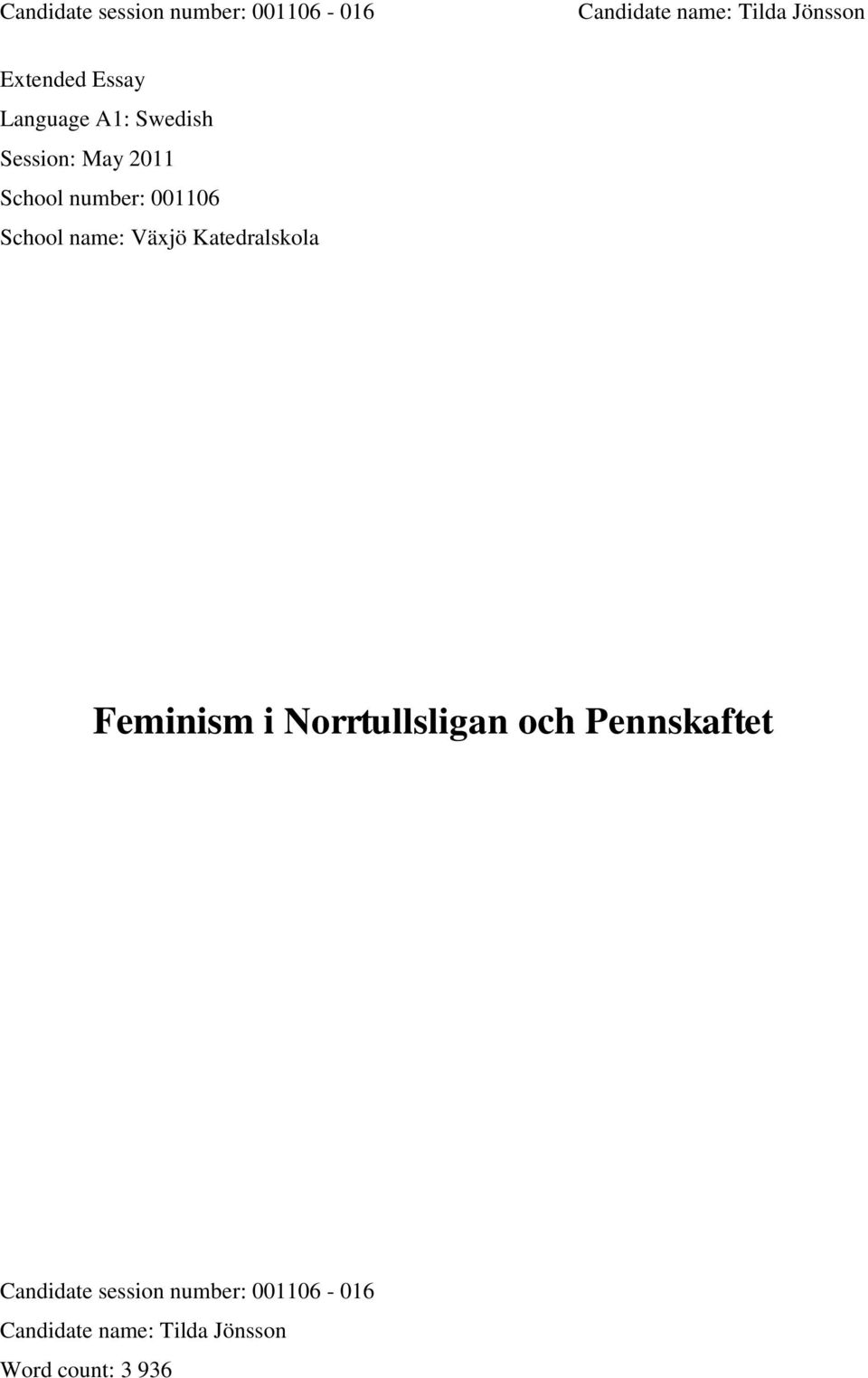 Katedralskola Feminism i Norrtullsligan och