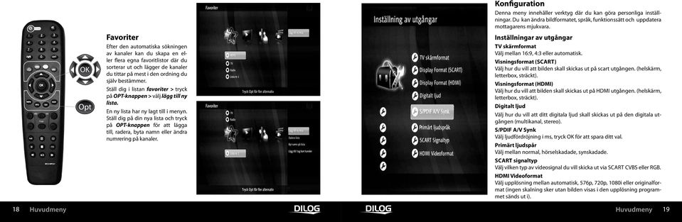 Ställ dig på din nya lista och tryck på OPT-knappen för att lägga till, radera, byta namn eller ändra numrering på kanaler.