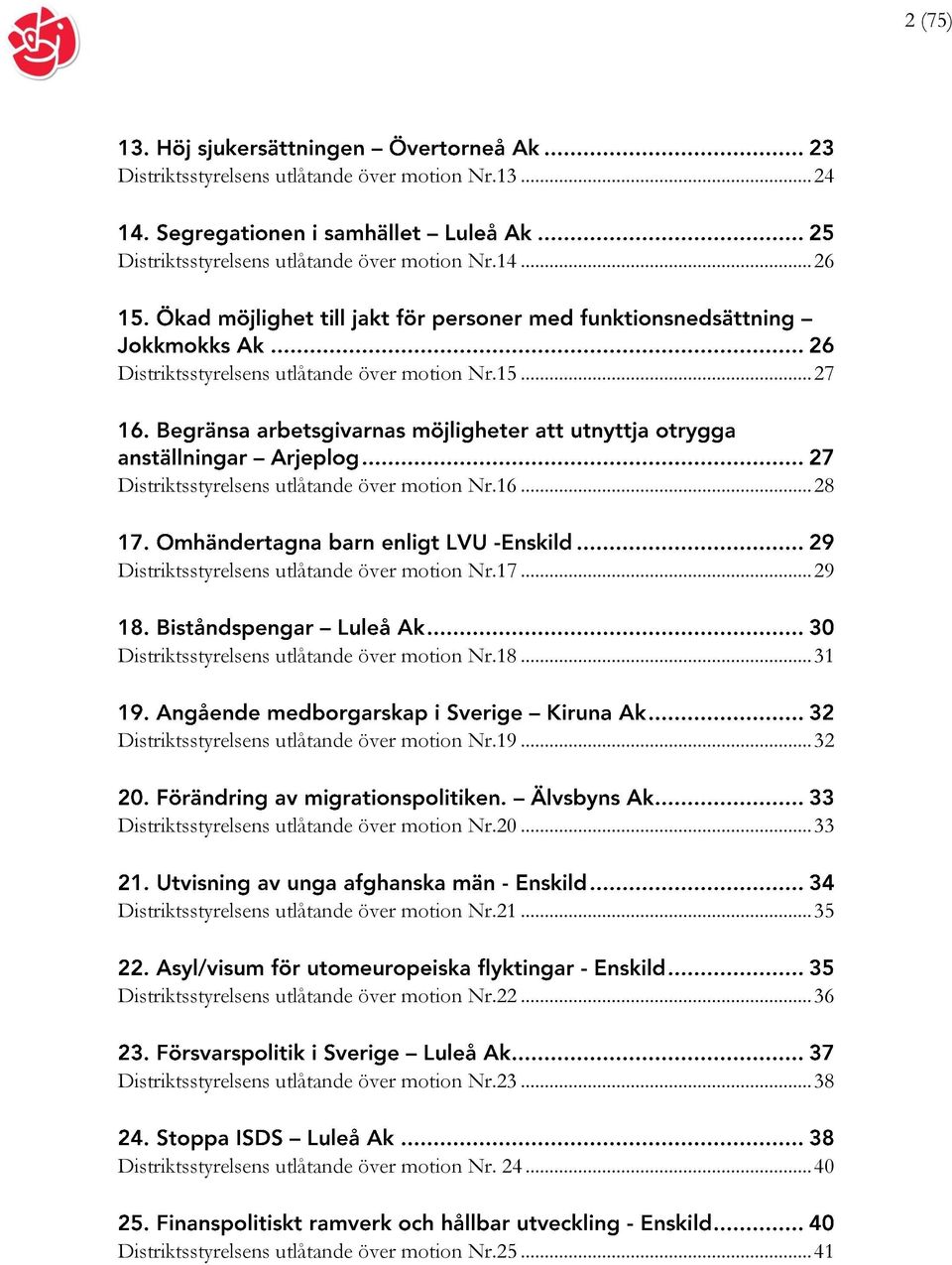 .. 31 Distriktsstyrelsens utlåtande över motion Nr.19... 32 Distriktsstyrelsens utlåtande över motion Nr.20... 33 Distriktsstyrelsens utlåtande över motion Nr.21.