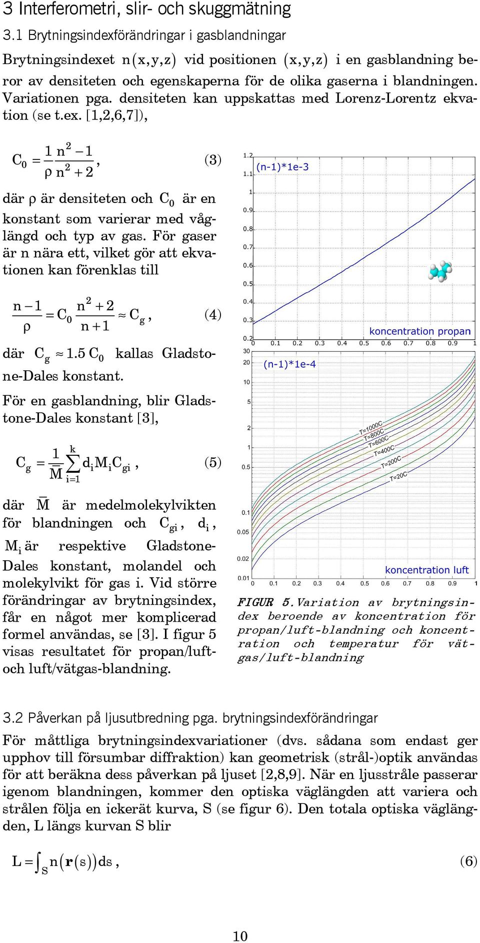 Variationen pga. densiteten kan uppskattas med Lorenz-Lorentz ekvation (se t.ex.