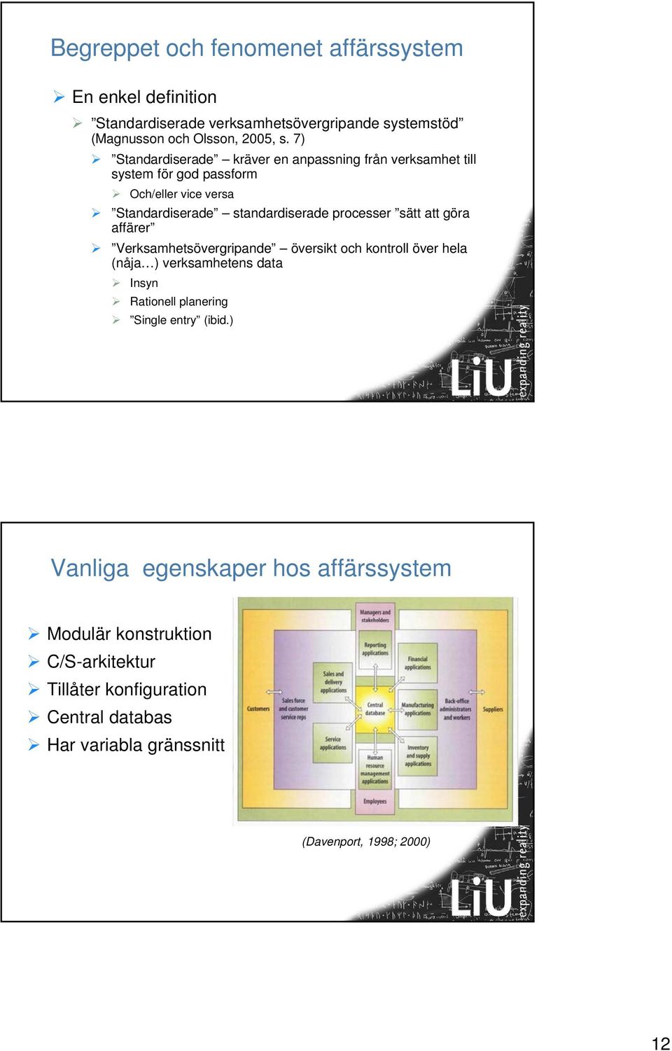 sätt att göra affärer Verksamhetsövergripande översikt och kontroll över hela (nåja ) verksamhetens data Insyn Rationell planering Single entry (ibid.