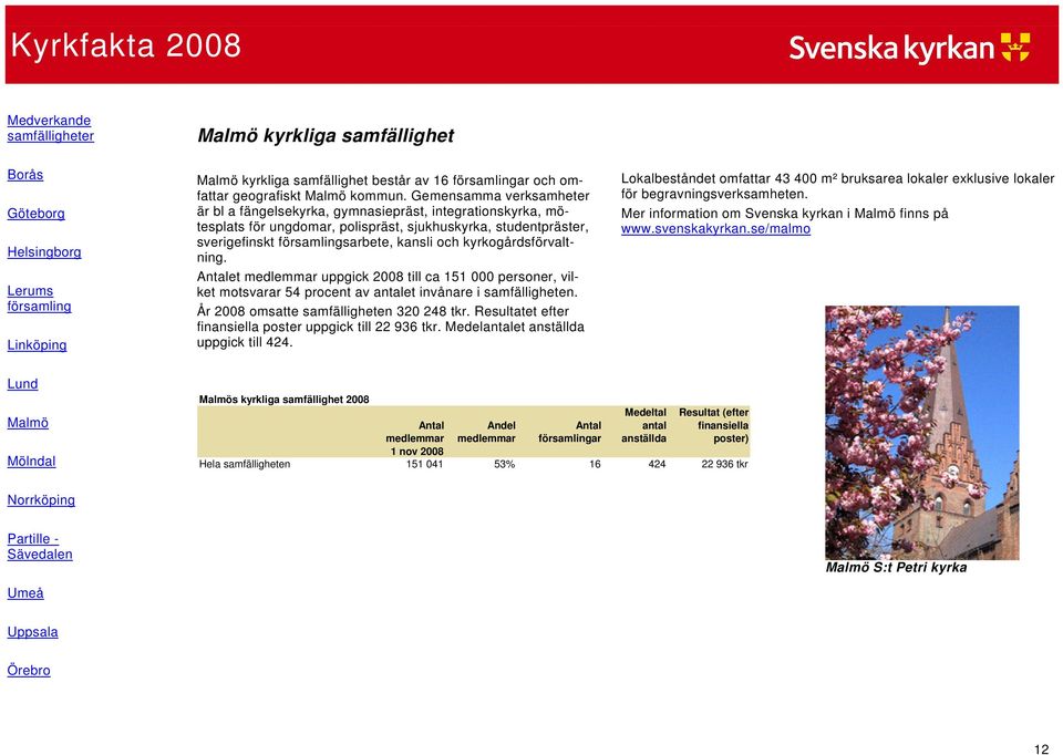 Gemensamma verksamheter är bl a fängelsekyrka, gymnasiepräst, integrationskyrka, mötesplats för ungdomar, polispräst, sjukhuskyrka, studentpräster, sverigefinskt församlingsarbete, kansli och