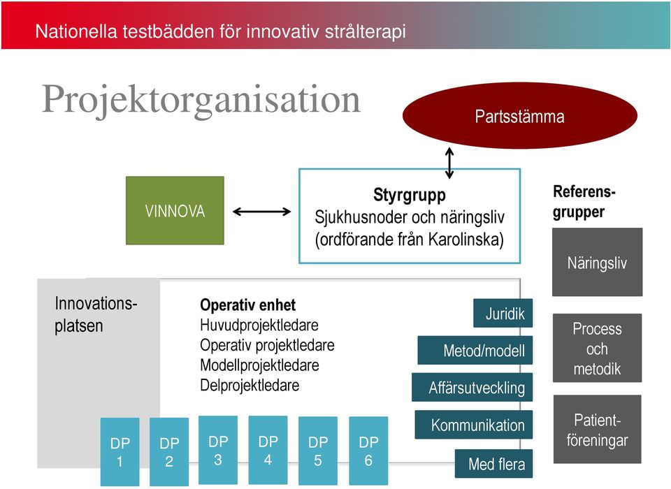 Huvudprojektledare Operativ projektledare Modellprojektledare Delprojektledare Juridik