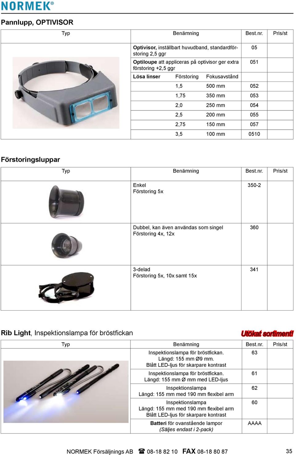 Förstoring 5x, 10x samt 15x 341 Rib Light, Inspektionslampa för bröstfickan Inspektionslampa för bröstfickan. Längd: 155 mm Ø9 mm.