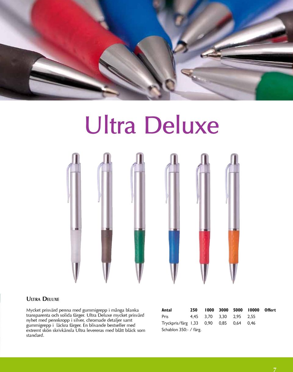 Ultra Deluxe mycket prisvärd nyhet med pennkropp i silver, chromade detaljer samt gummigrepp i