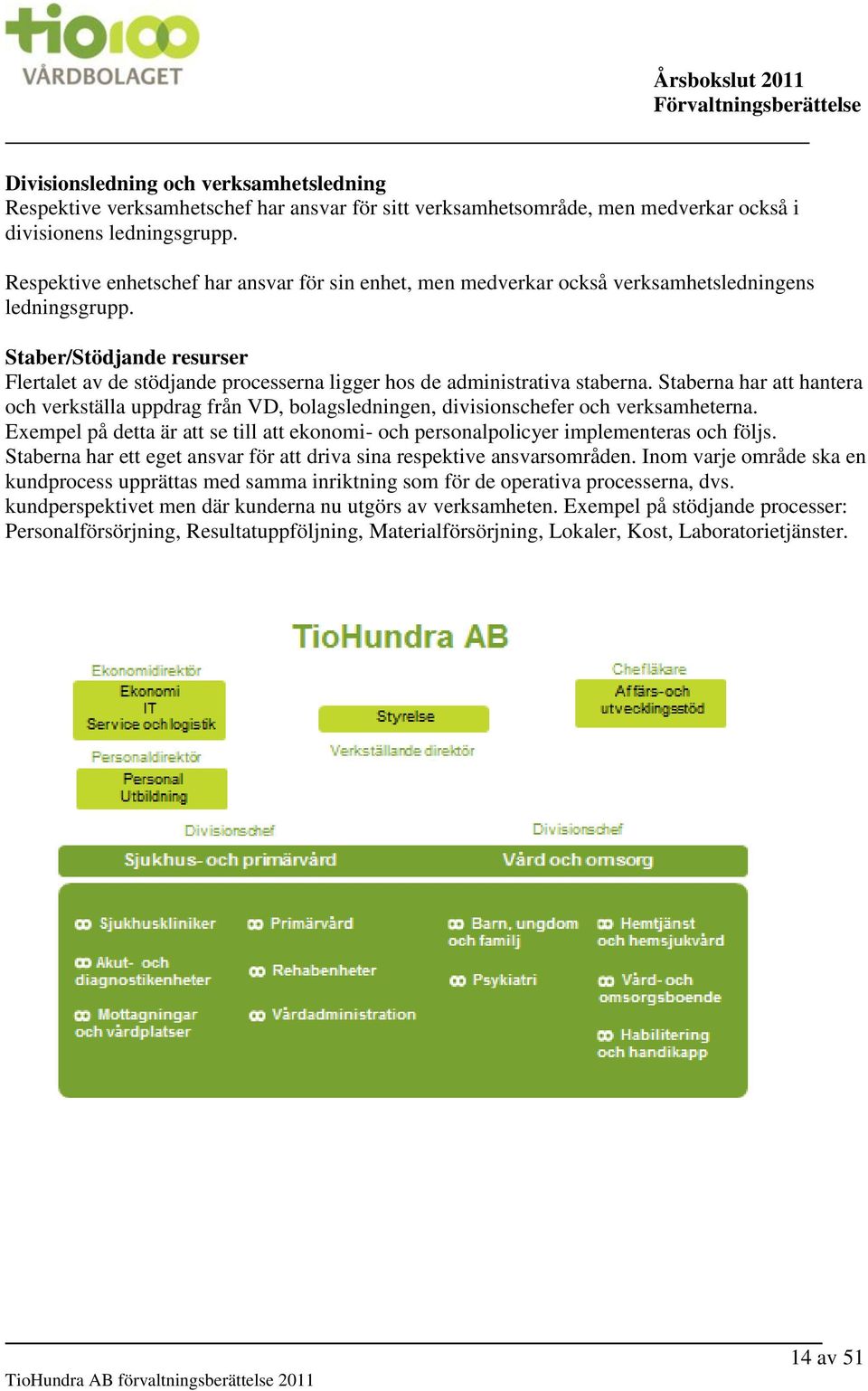 Staber/Stödjande resurser Flertalet av de stödjande processerna ligger hos de administrativa staberna.