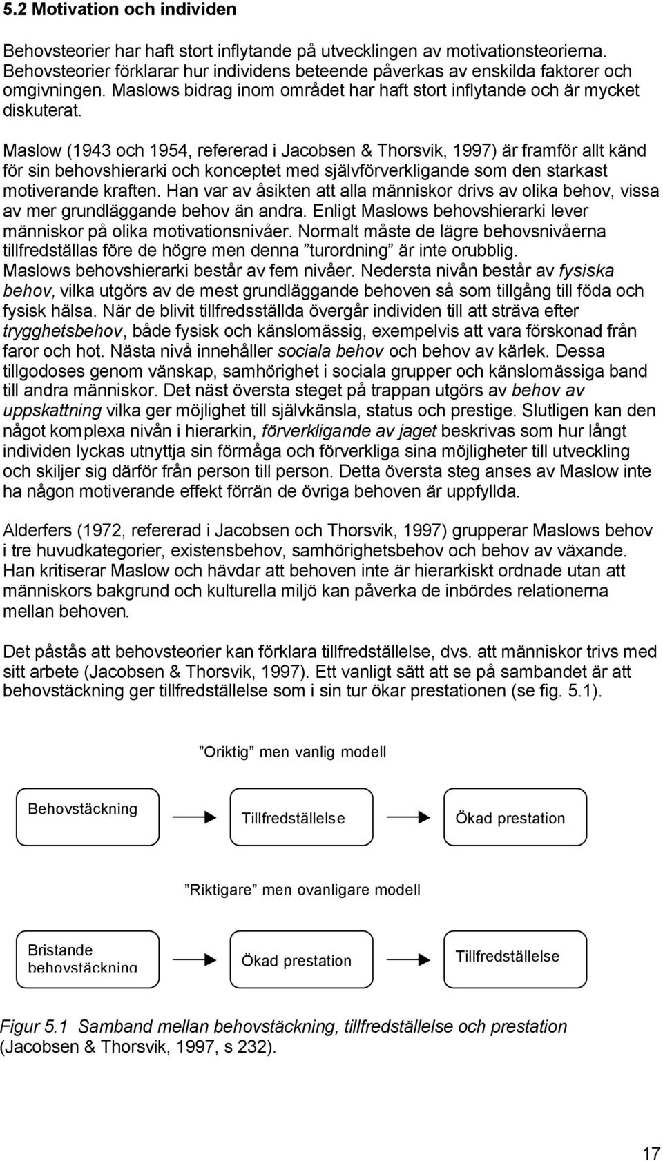 Maslow (1943 och 1954, refererad i Jacobsen & Thorsvik, 1997) är framför allt känd för sin behovshierarki och konceptet med självförverkligande som den starkast motiverande kraften.