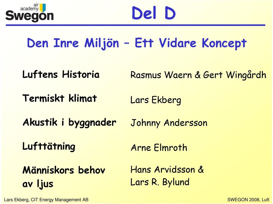 behov av ljus Rasmus Waern & Gert Wingårdh Lars Ekberg