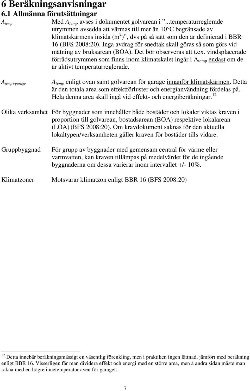 Inga avdrag för snedtak skall göras så som görs vid mätning av bruksarean (BOA). Det bör observeras att t.ex.