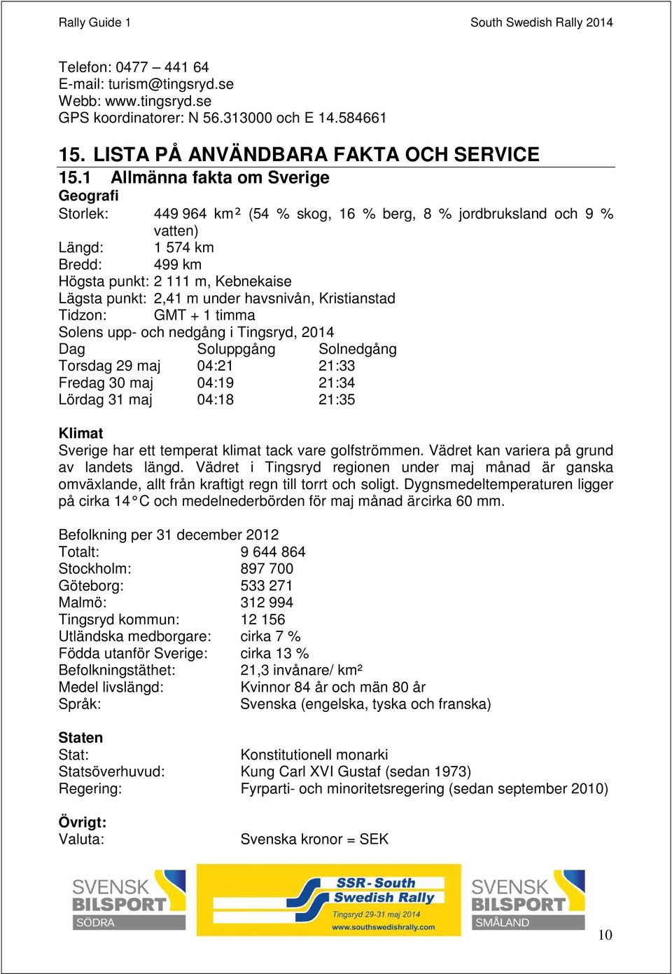 under havsnivån, Kristianstad Tidzon: GMT + 1 timma Solens upp- och nedgång i Tingsryd, 2014 Dag Soluppgång Solnedgång Torsdag 29 maj 04:21 21:33 Fredag 30 maj 04:19 21:34 Lördag 31 maj 04:18 21:35