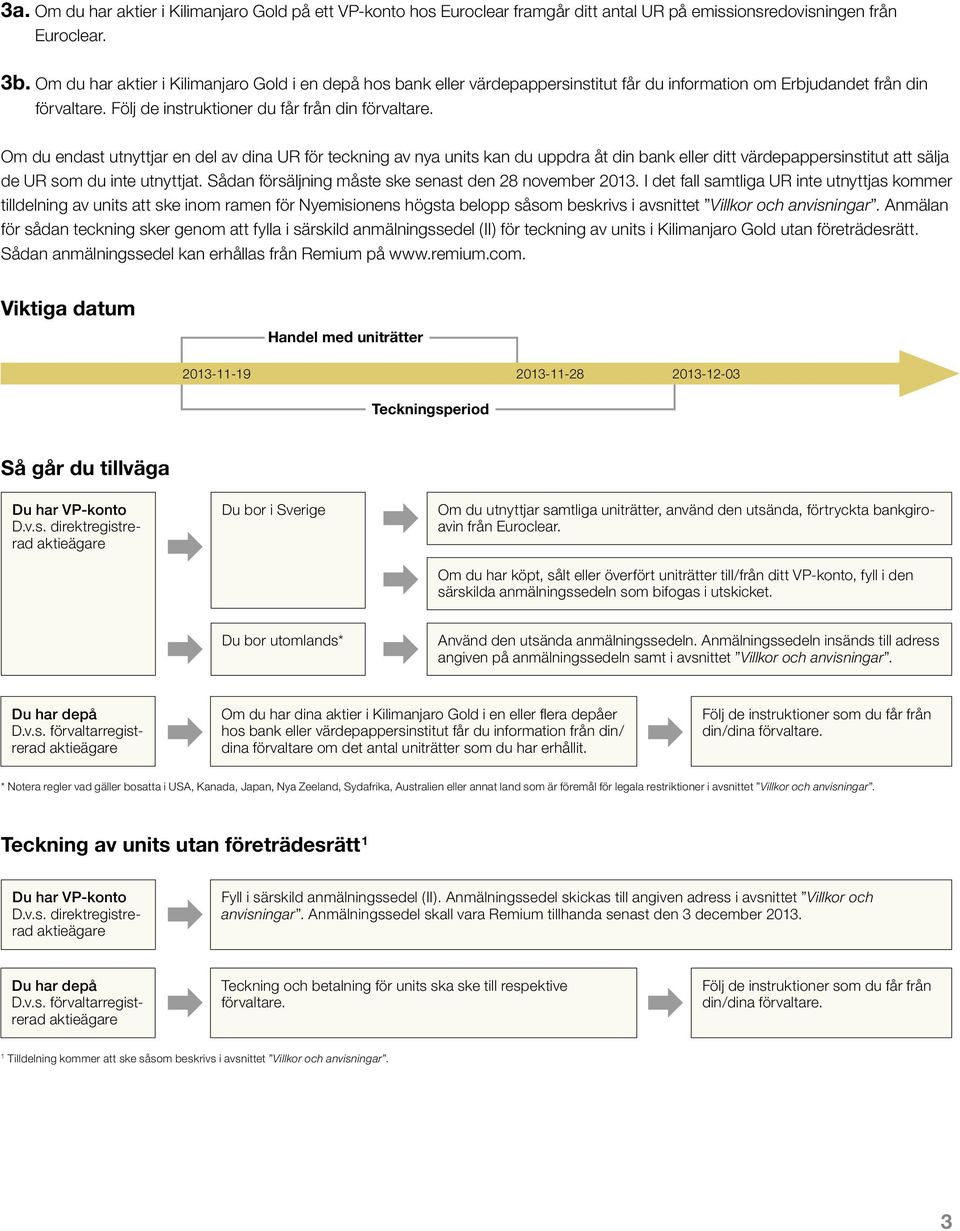 Om du endast utnyttjar en del av dina UR för teckning av nya units kan du uppdra åt din bank eller ditt värdepappersinstitut att sälja de UR som du inte utnyttjat.