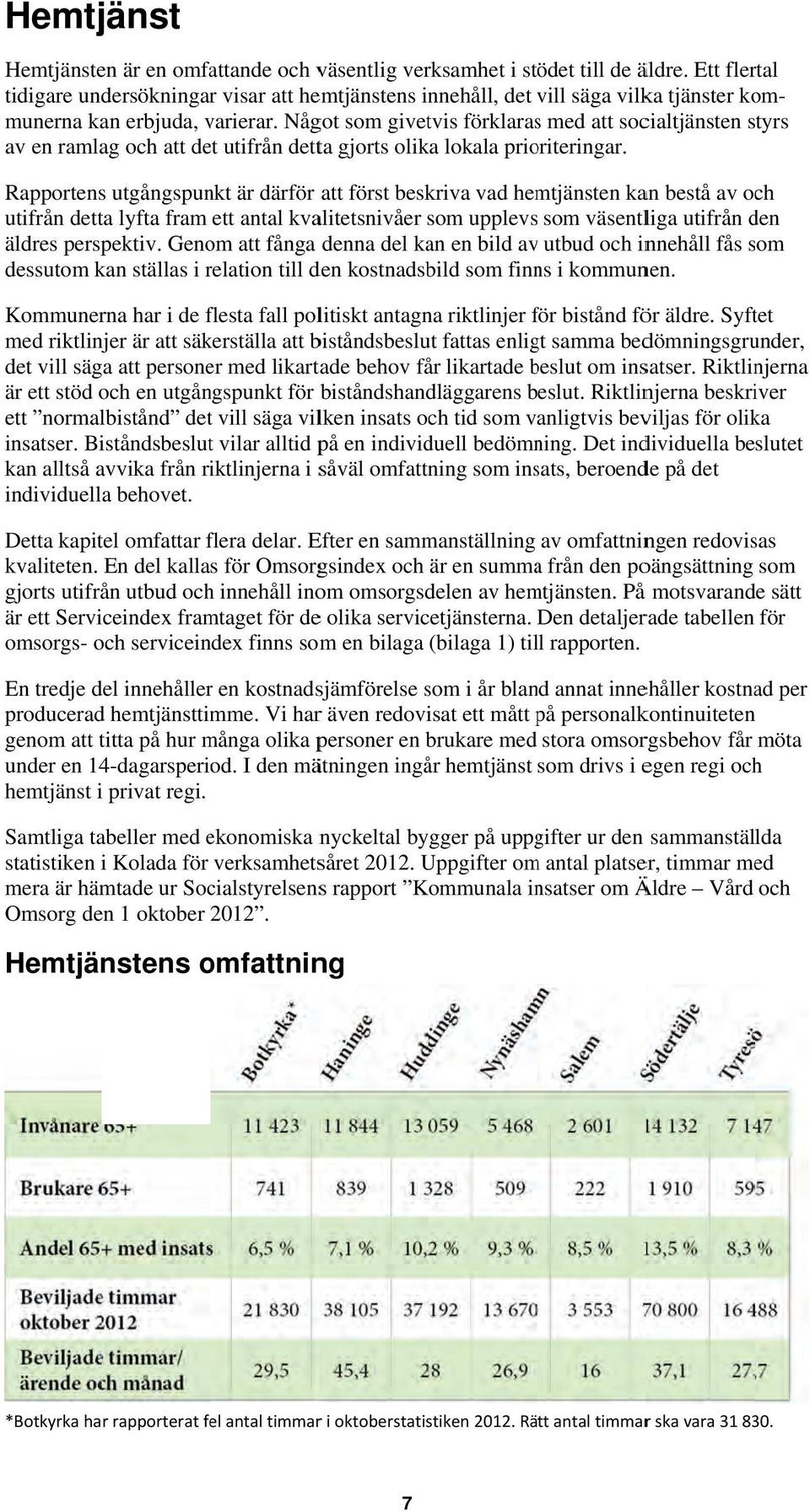 Rapportens utgångspunkt är därför att först beskriva vad hemtjänsten kan bestå av och utifrån detta lyfta fram ett antal kvalitetsnivåer som upplevs som väsentliga utifrån den äldres perspektiv.