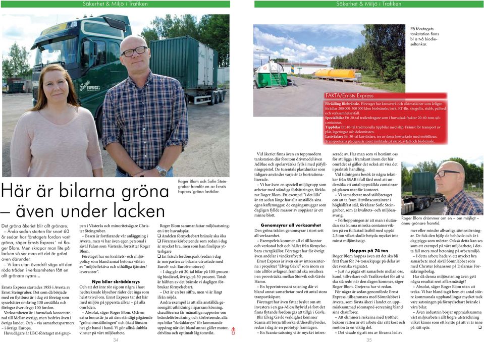 Specialbilar Ett 20-tal trailerdragare som i huvudsak fraktar 20-40-tons sjöcontainrar. Tippbilar Ett 40-tal traditionella tippbilar med släp. Främst för transport av plåt, legeringar och dolomitsten.