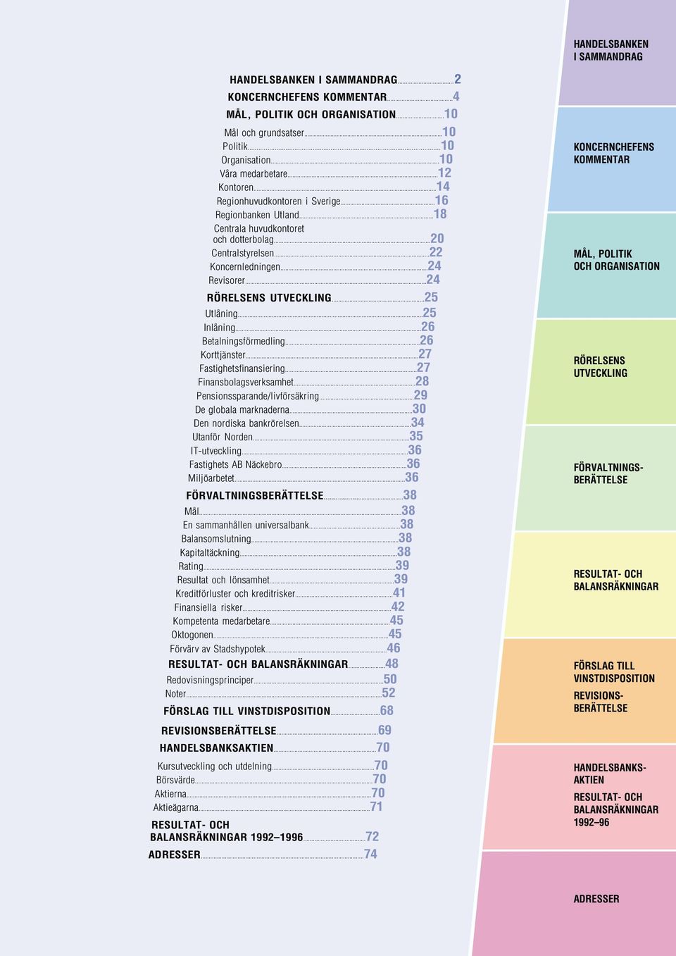 ..24 RÖRELSENS UTVECKLING...25 Utlåning...25 Inlåning...26 Betalningsförmedling...26 Korttjänster...27 Fastighetsfinansiering...27 Finansbolagsverksamhet...28 Pensionssparande/livförsäkring.