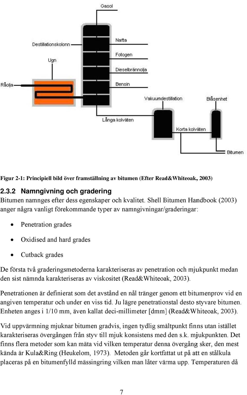 karakteriseras av penetration och mjukpunkt medan den sist nämnda karakteriseras av viskositet (Read&Whiteoak, 2003).