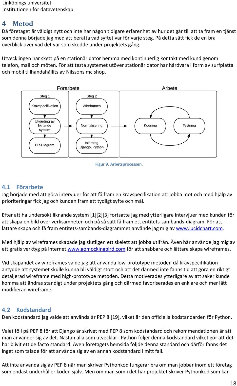 Utvecklingen har skett på en stationär dator hemma med kontinuerlig kontakt med kund genom telefon, mail och möten.