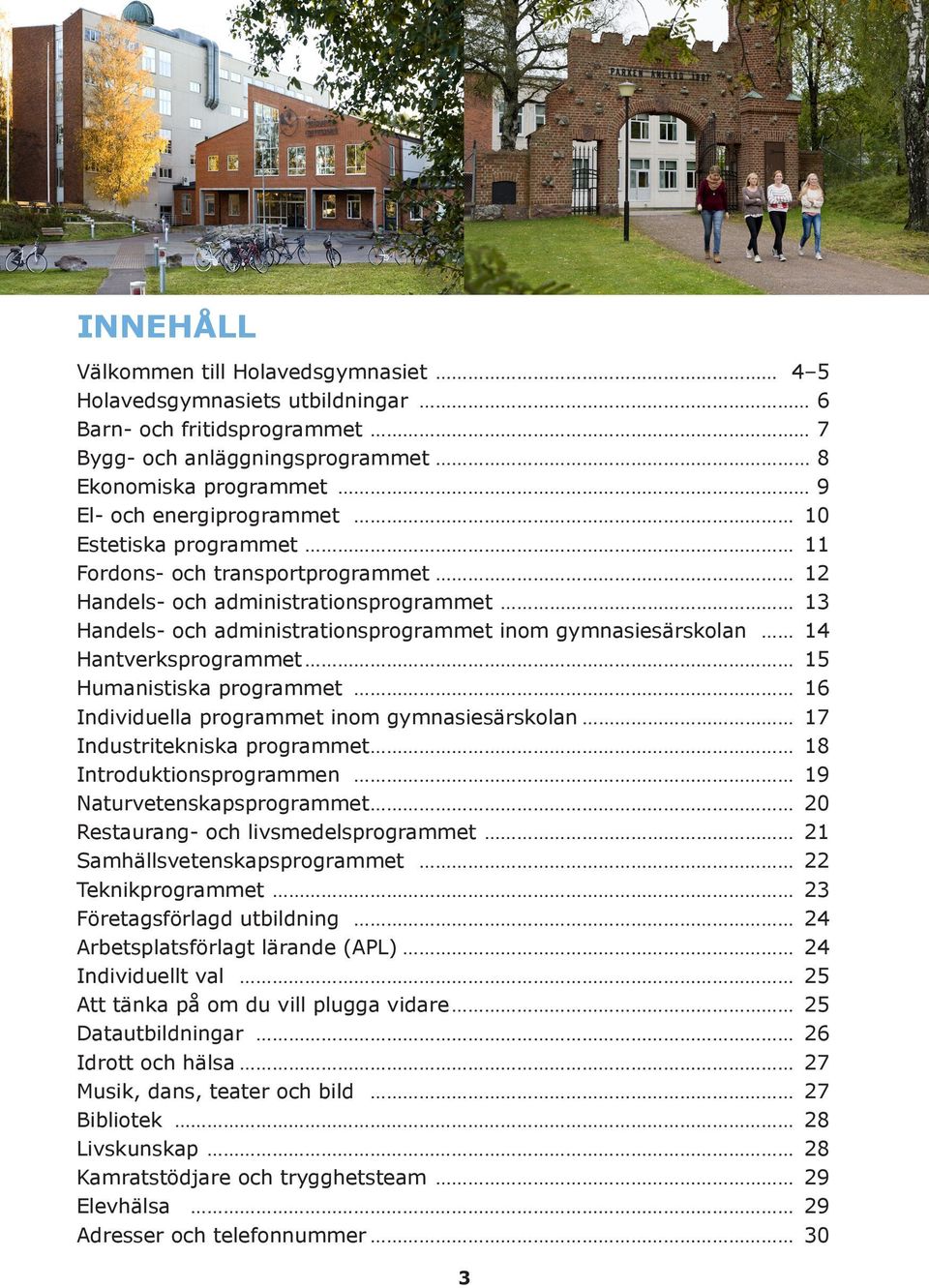 Humanistiska programmet 16 Individuella programmet inom gymnasiesärskolan 17 Industritekniska programmet 18 Introduktionsprogrammen 19 Naturvetenskapsprogrammet 20 Restaurang- och