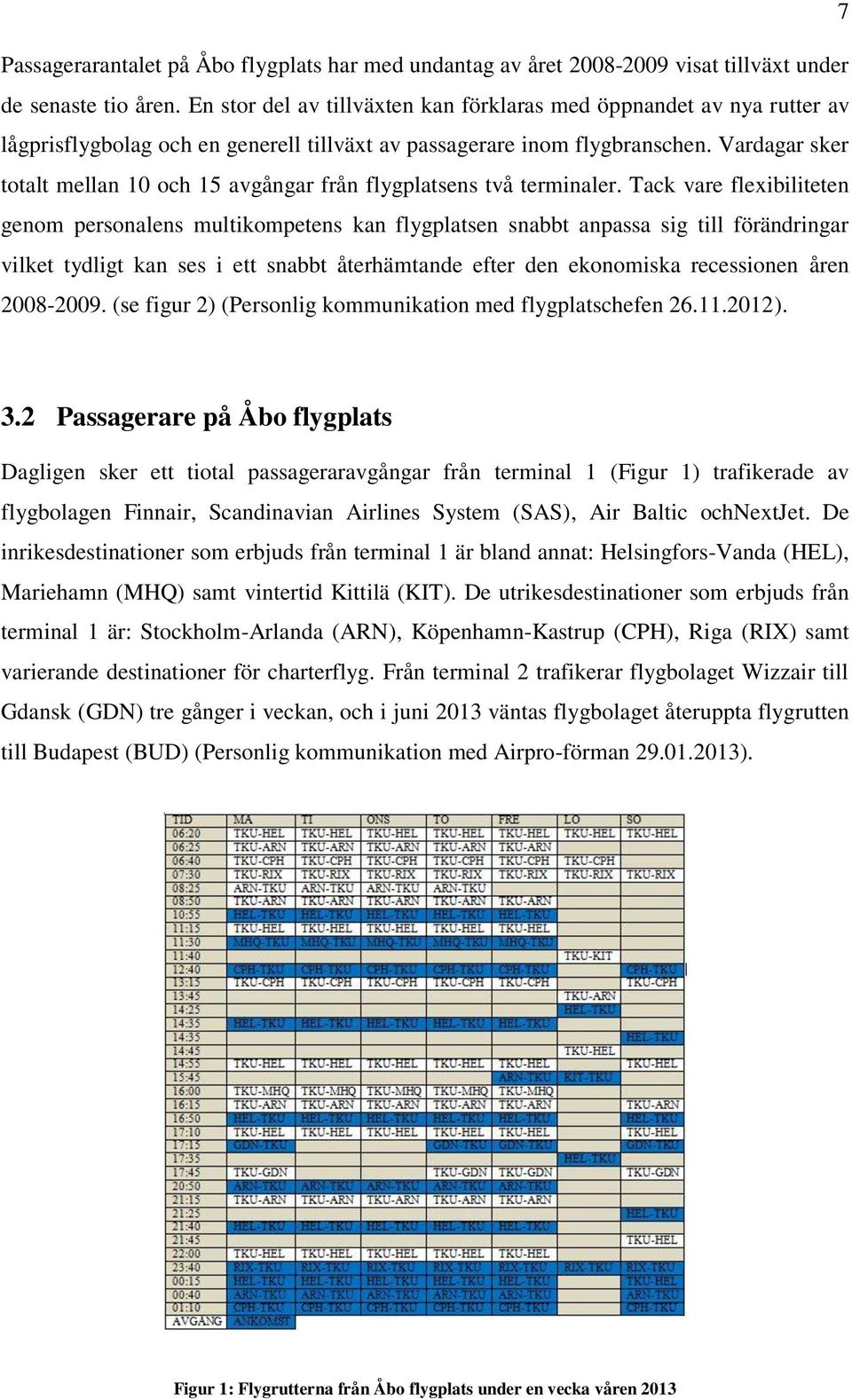 Vardagar sker totalt mellan 10 och 15 avgångar från flygplatsens två terminaler.