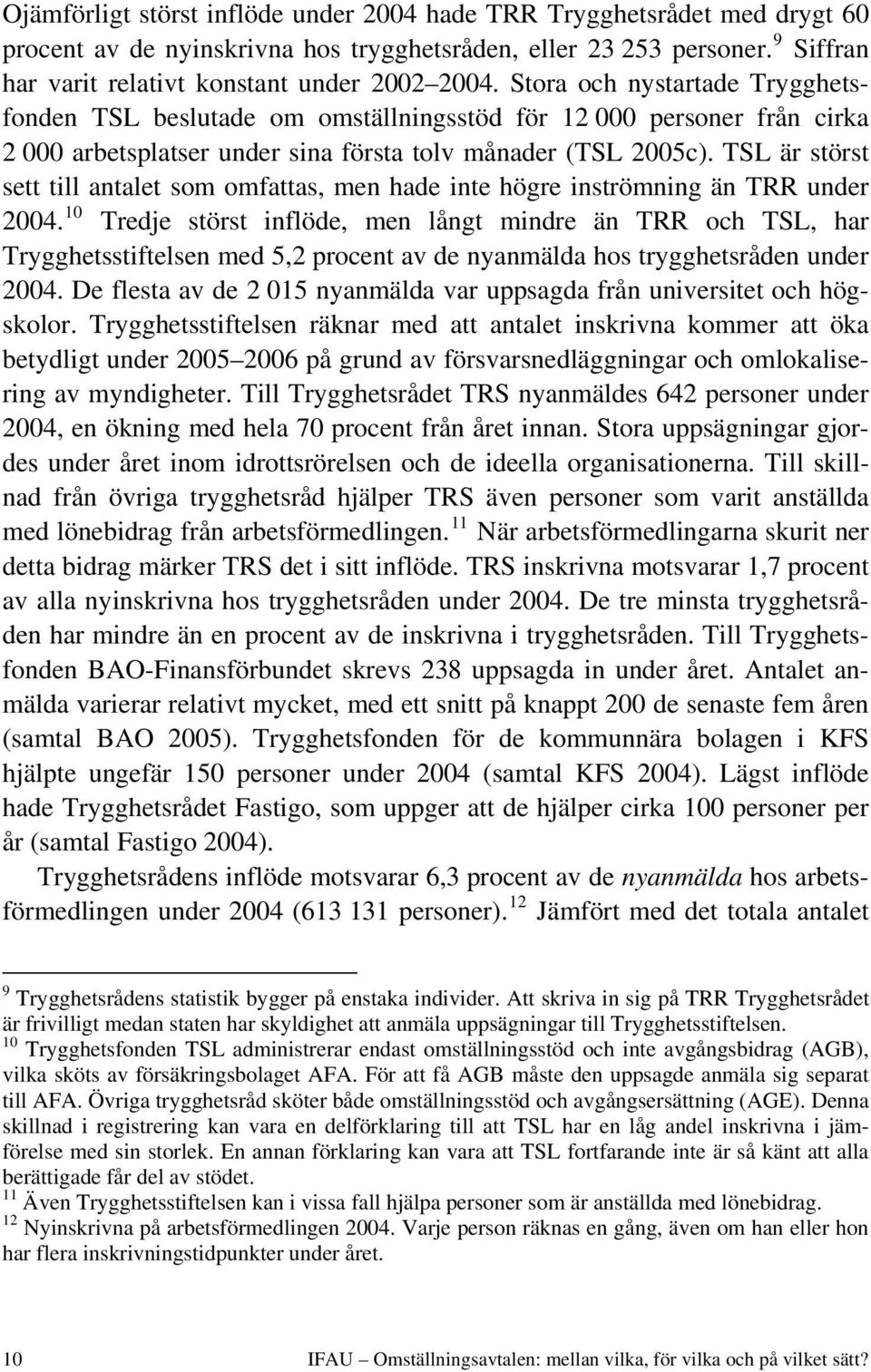 TSL är störst sett till antalet som omfattas, men hade inte högre inströmning än TRR under 2004.