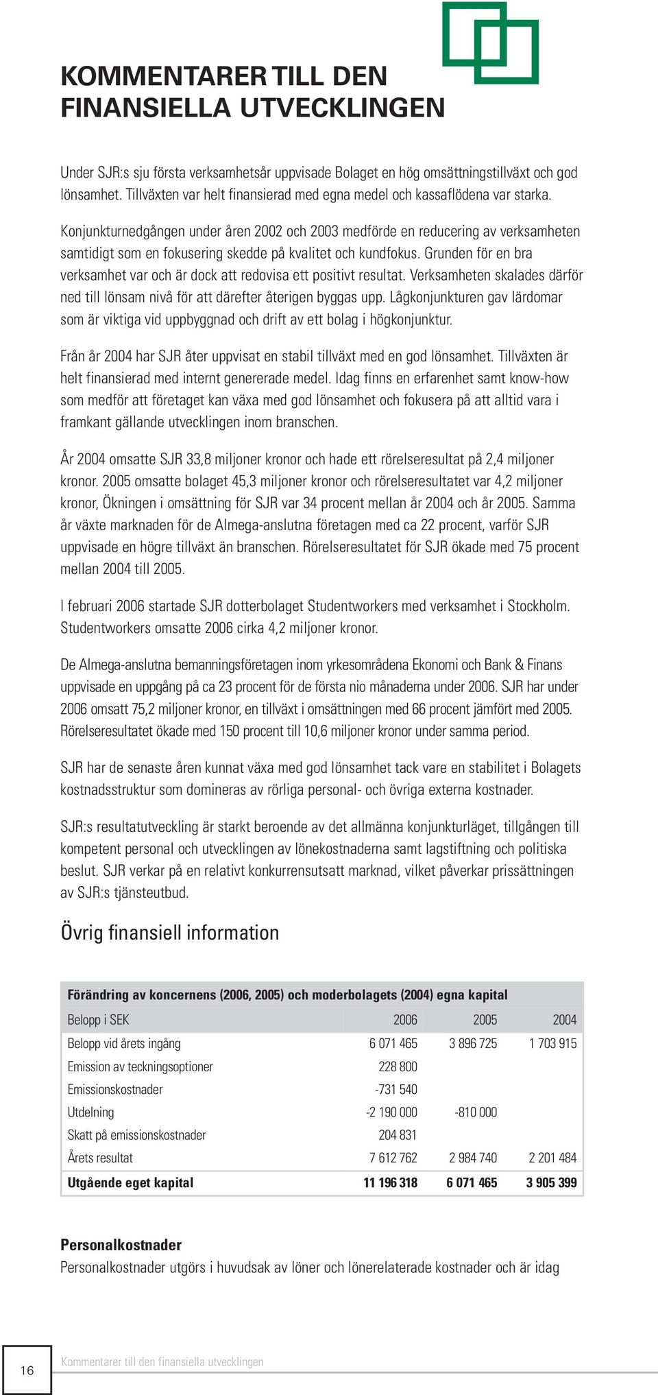 Konjunkturnedgången under åren 2002 och 2003 medförde en reducering av verksamheten samtidigt som en fokusering skedde på kvalitet och kundfokus.