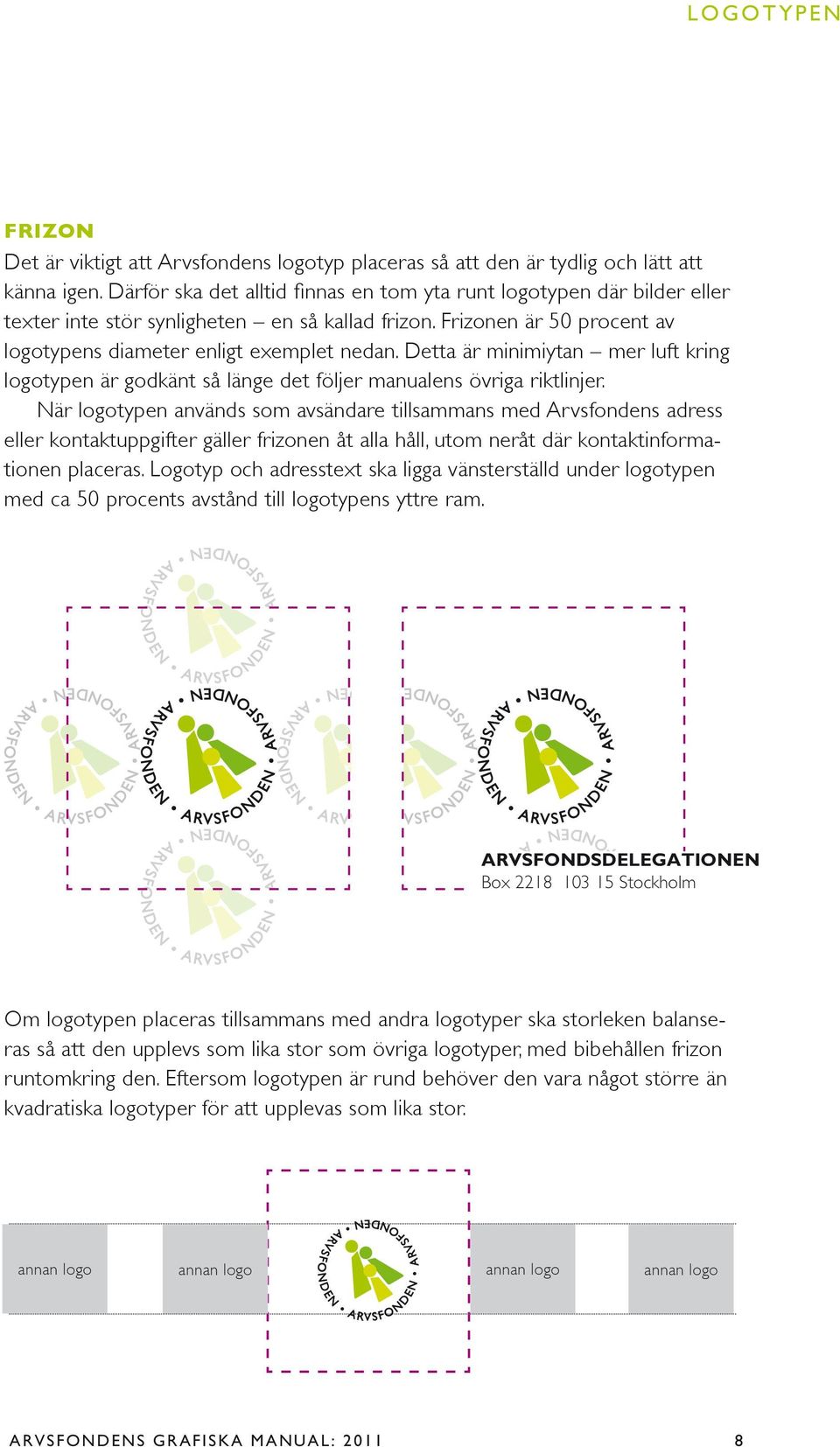 Detta är minimiytan mer luft kring logotypen är godkänt så länge det följer manualens övriga riktlinjer.