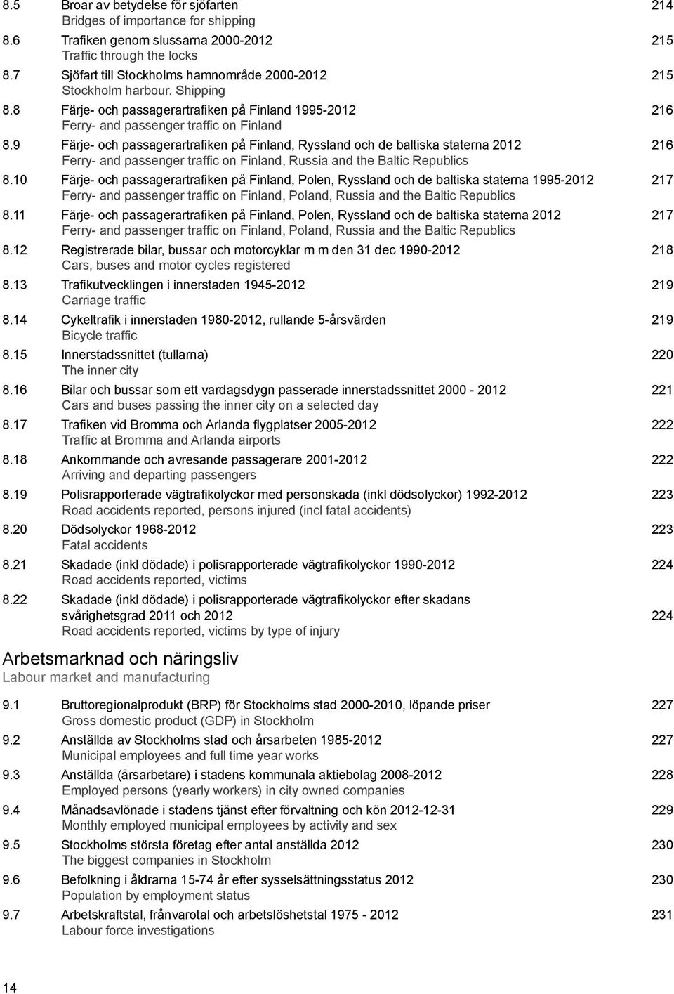 9 Färje- och passagerartrafiken på Finland, Ryssland och de baltiska staterna 2012 216 Ferry- and passenger traffic on Finland, Russia and the Baltic Republics 8.