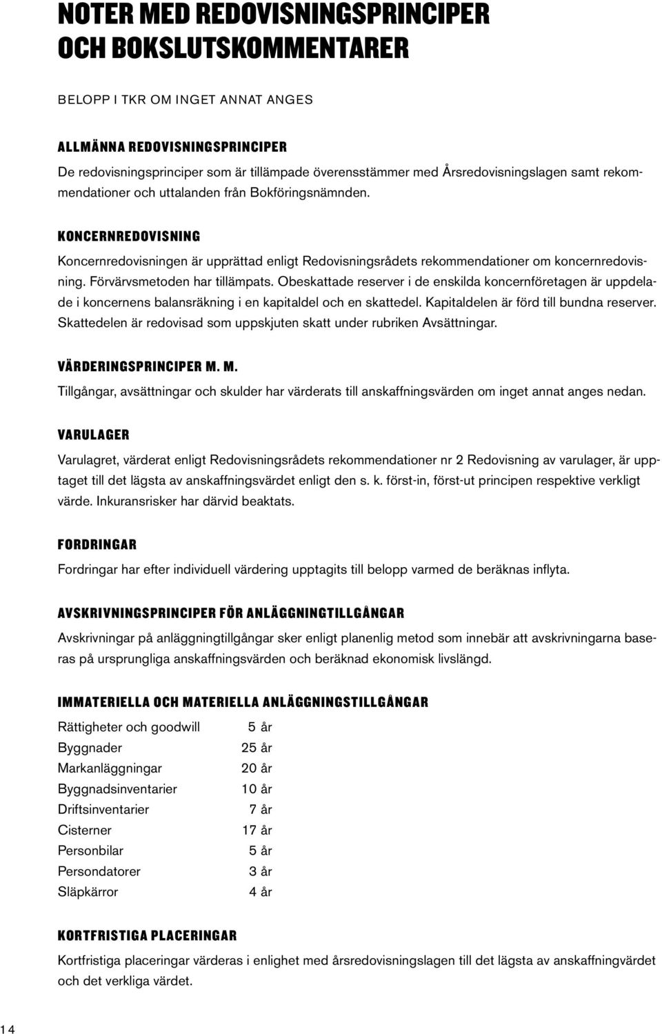 Förvärvsmetoden har tillämpats. Obeskattade reserver i de enskilda koncernföretagen är uppdelade i koncernens balansräkning i en kapitaldel och en skattedel. Kapitaldelen är förd till bundna reserver.