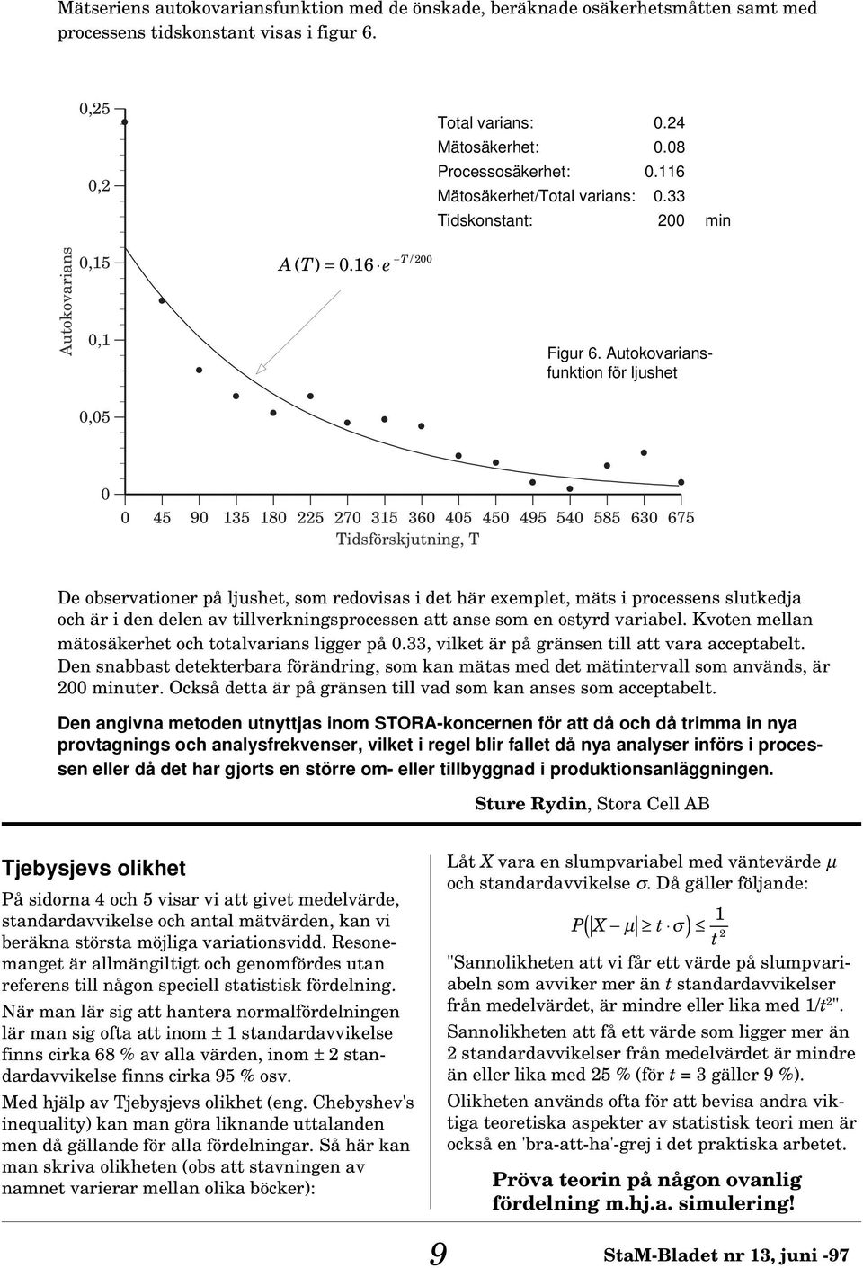 Autokovariasfuktio för ljushet 0 45 90 35 80 5 70 35 360 405 450 495 540 585 630 675 Tisförskjutig, T De observatioer på ljushet, som reovisas i et här eemplet, mäts i processes slutkeja och är i e