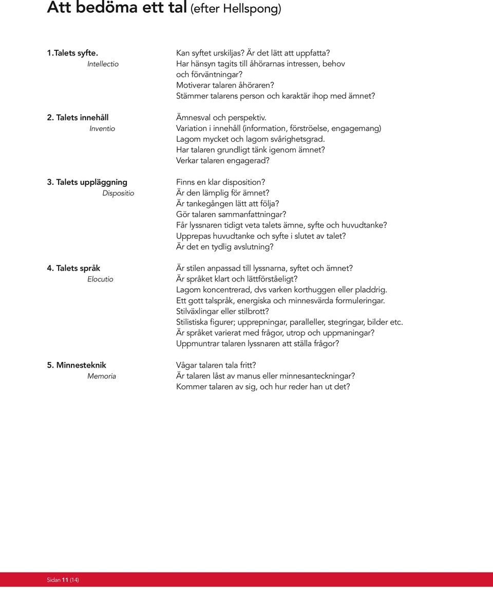 Inventio Variation i innehåll (information, förströelse, engagemang) Lagom mycket och lagom svårighetsgrad. Har talaren grundligt tänk igenom ämnet? Verkar talaren engagerad? 3.
