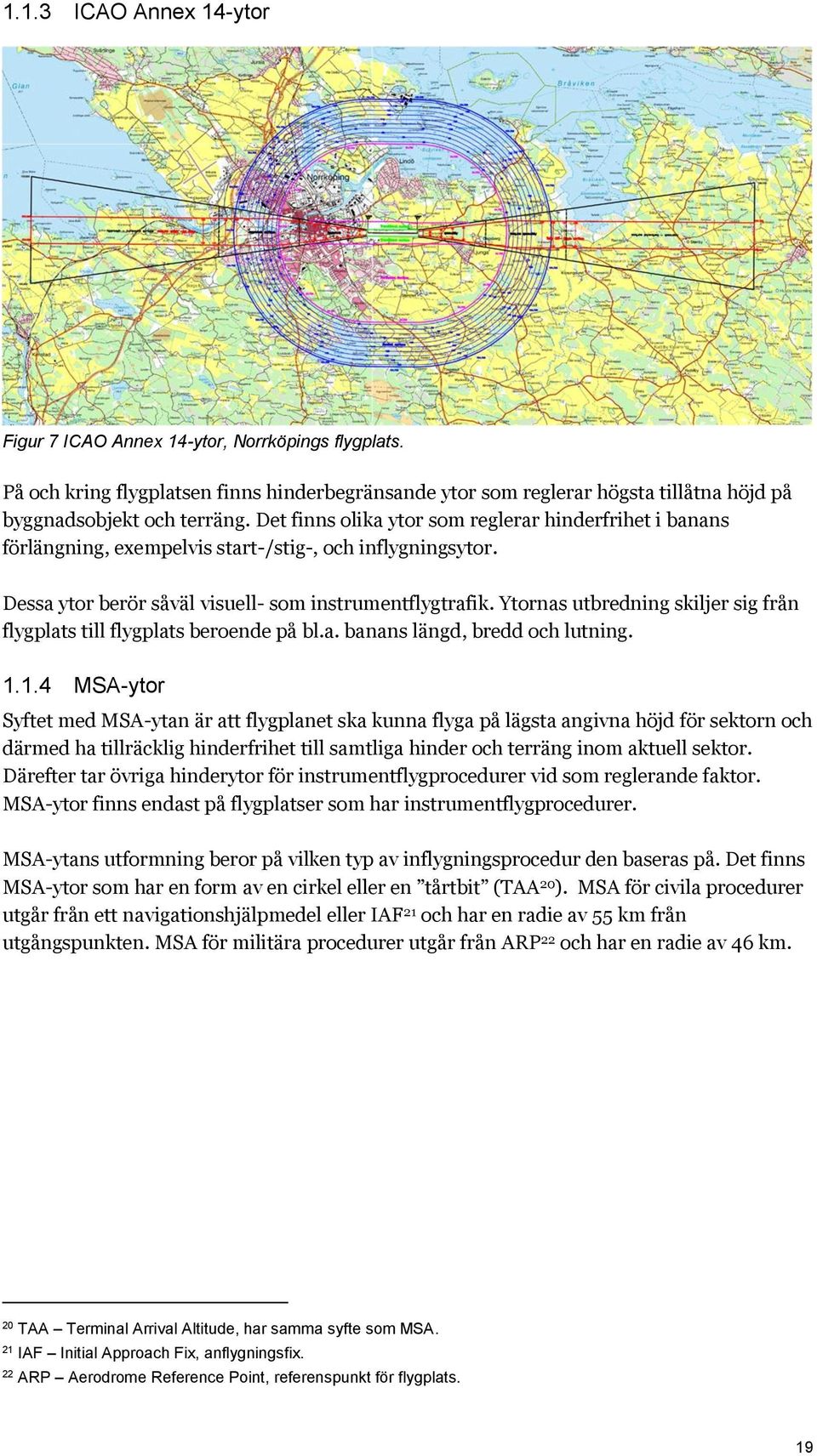 Ytornas utbredning skiljer sig från flygplats till flygplats beroende på bl.a. banans längd, bredd och lutning. 1.
