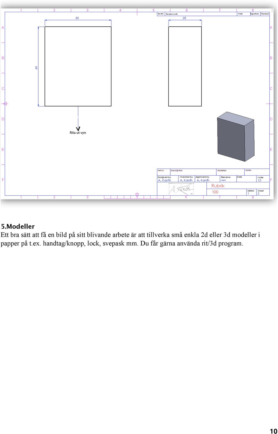 eller 3d modeller i papper på t.ex.