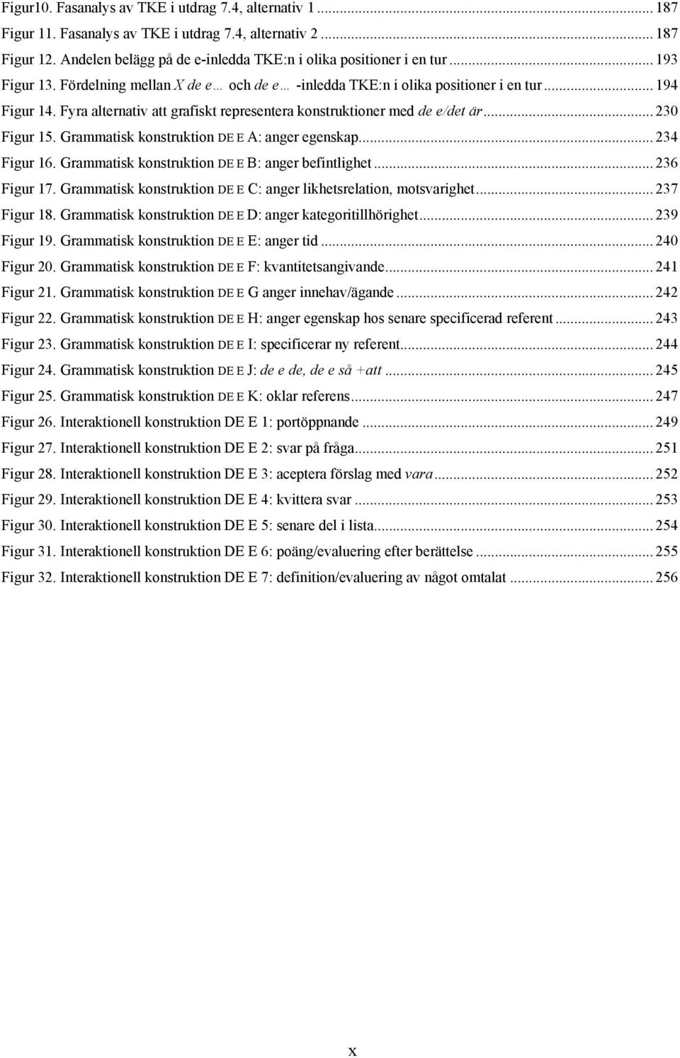 Grammatisk konstruktion DE E A: anger egenskap... 234 Figur 16. Grammatisk konstruktion DE E B: anger befintlighet... 236 Figur 17. Grammatisk konstruktion DE E C: anger likhetsrelation, motsvarighet.