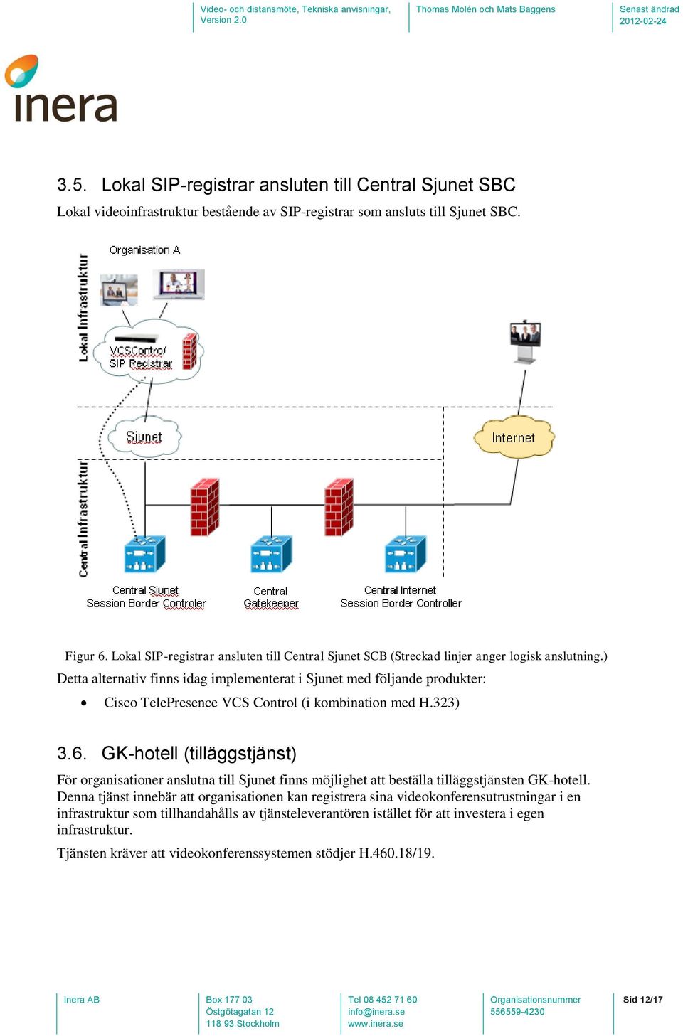 ) Detta alternativ finns idag implementerat i Sjunet med följande produkter: Cisco TelePresence VCS Control (i kombination med H.323) 3.6.