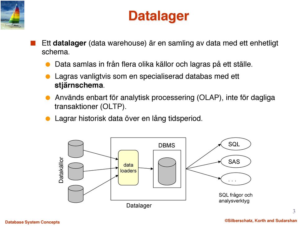 " Lagras vanligtvis som en specialiserad databas med ett stjärnschema.