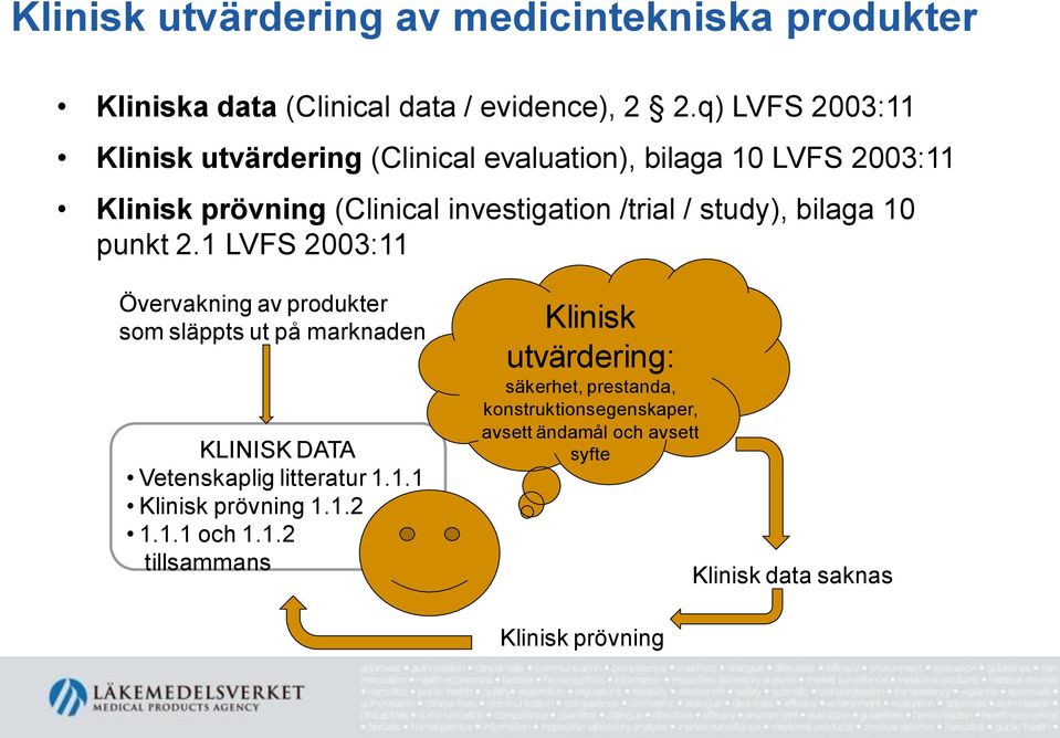 study), bilaga 10 punkt 2.1 LVFS 2003:11 Övervakning av produkter som släppts ut på marknaden KLINISK DATA Vetenskaplig litteratur 1.1.1 Klinisk prövning 1.