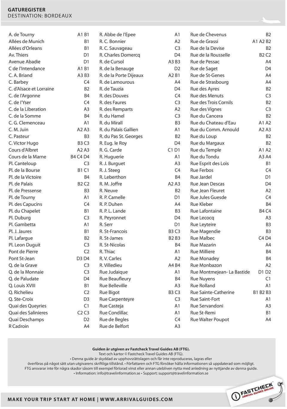 de la Victoire Pl. de Palais C2 Pl. de Pressense B3 Pl. de Tourny Pl. des Capucins C4 Pl. du Chapelet Pl. Duburg Pl. Gambetta Pl. J. Jaures Pl. Lafargue Pl.