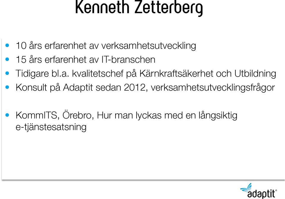 Kärnkraftsäkerhet och Utbildning Konsult på Adaptit sedan 2012,