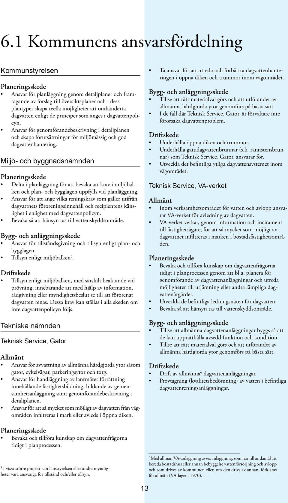 Ansvar för genomförandebeskrivning i detaljplanen och skapa förutsättningar för miljömässig och god dagvattenhantering.