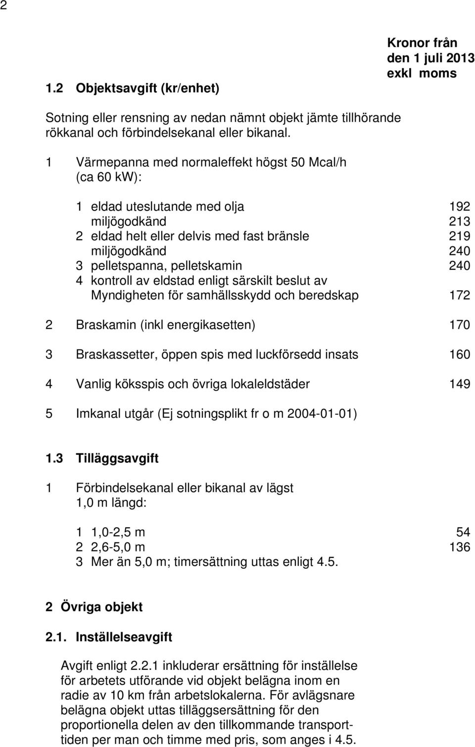 pelletskamin 240 4 kontroll av eldstad enligt särskilt beslut av Myndigheten för samhällsskydd och beredskap 172 2 Braskamin (inkl energikasetten) 170 3 Braskassetter, öppen spis med luckförsedd