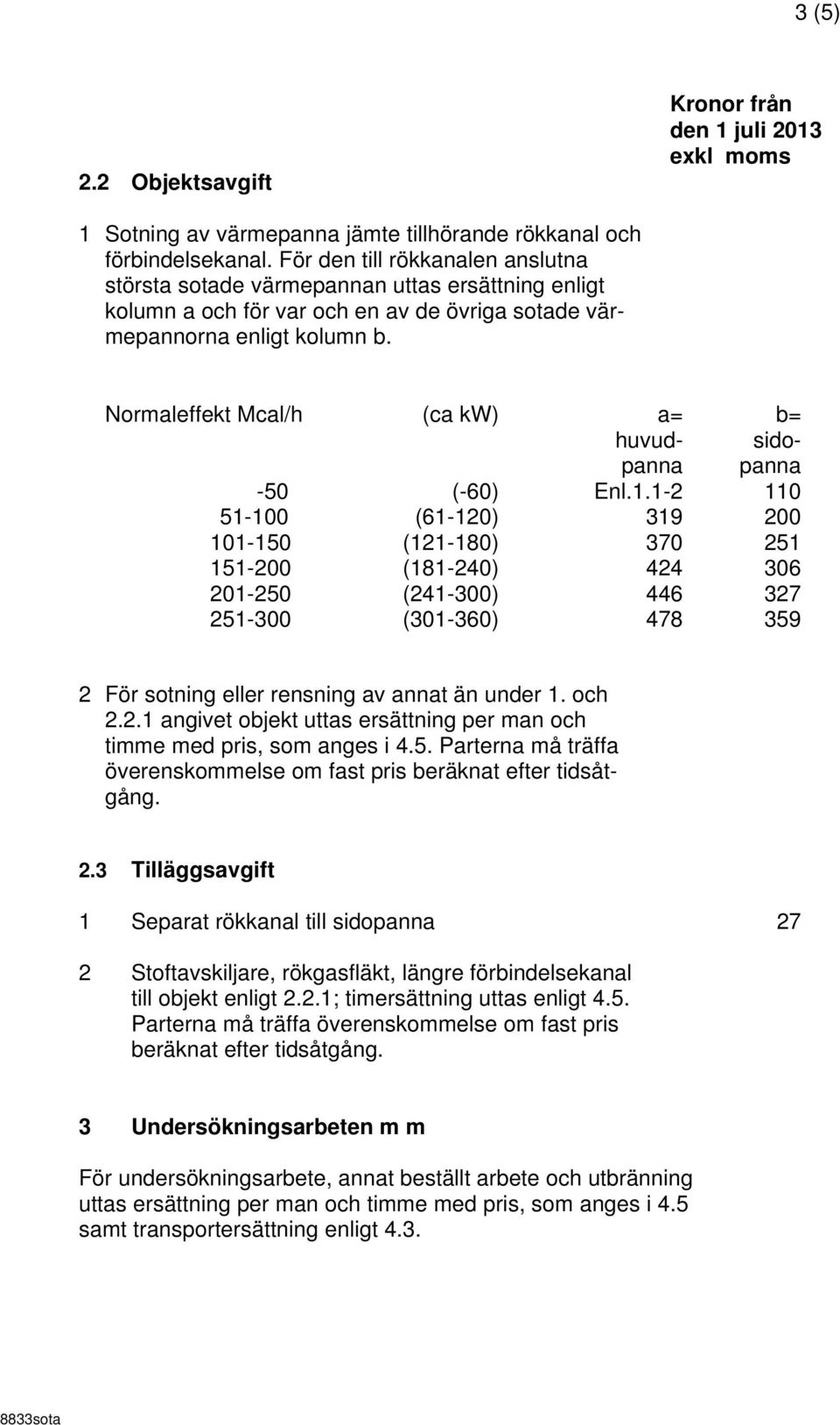 Normaleffekt Mcal/h (ca kw) a= b= huvud- sidopanna panna -50 (-60) Enl.1.