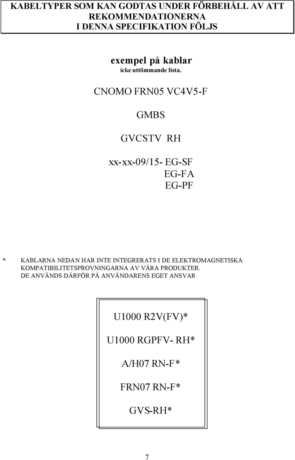 CNOMO FRN05 VC4V5-F GMBS GVCSTV RH xx-xx-09/15- EG-SF EG-FA EG-PF * KABLARNA NEDAN HAR INTE INTEGRERATS I