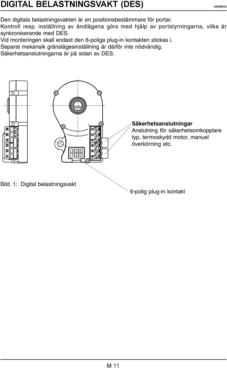 Vid monteringen skall endast den 6-poliga plug-in kontakten stickas i. Separat mekansik gränslägesinställning är därför inte nödvändig.