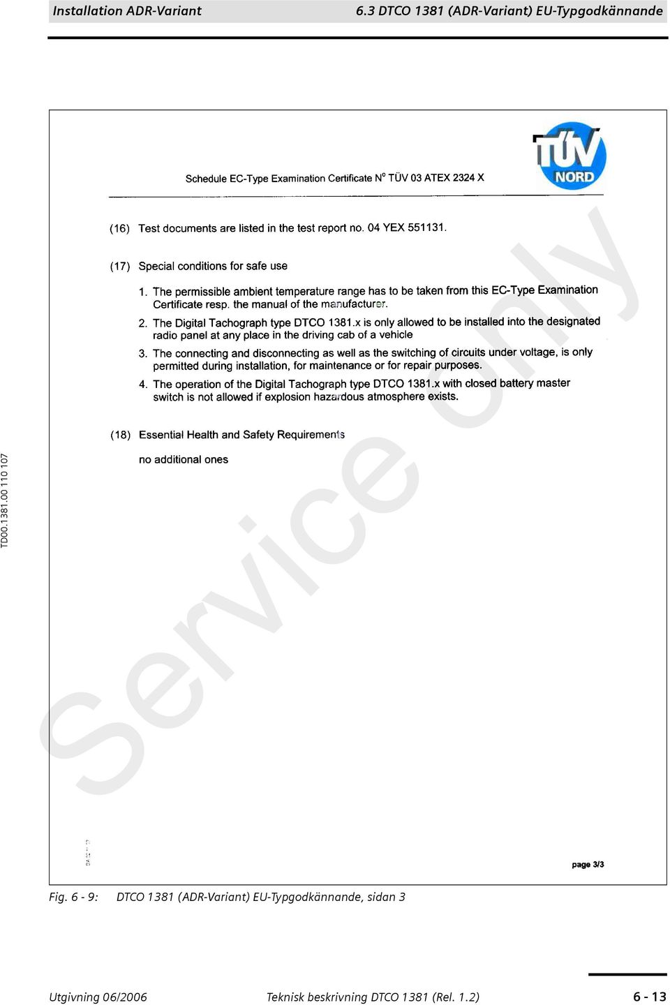 6-9: DTCO 1381 (ADR-Variant) EU-Typgodkännande,