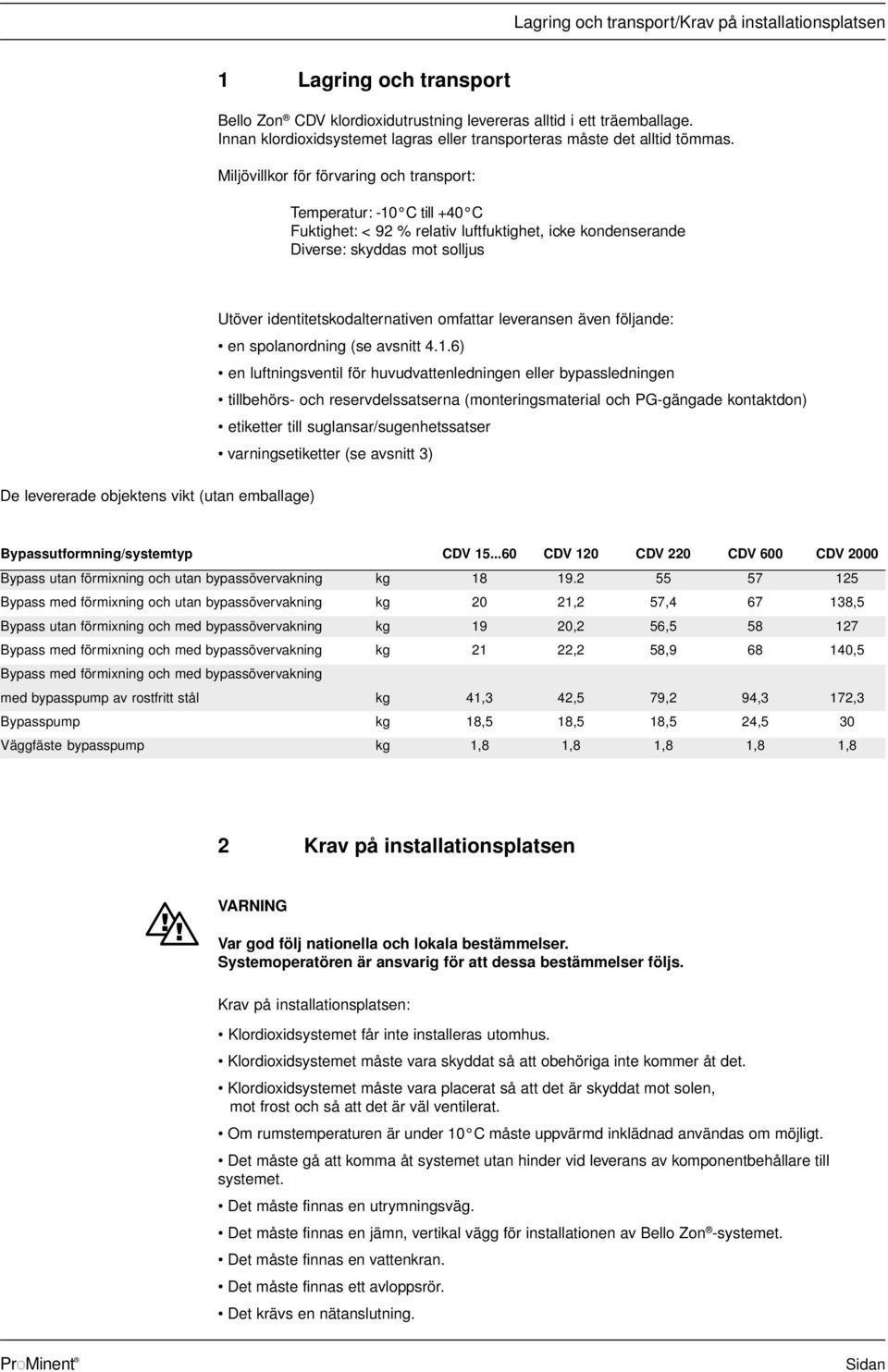 Miljövillkor för förvaring och transport: Temperatur: -10 C till +40 C Fuktighet: < 92 % relativ luftfuktighet, icke kondenserande Diverse: skyddas mot solljus Utöver identitetskodalternativen