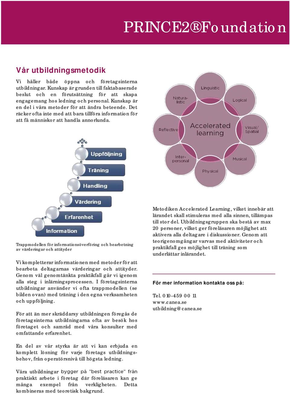 Trappmodellen för informationsöverföring och bearbetning av värderingar och attityder Vi kompletterar informationen med metoder för att bearbeta deltagarnas värderingar och attityder.