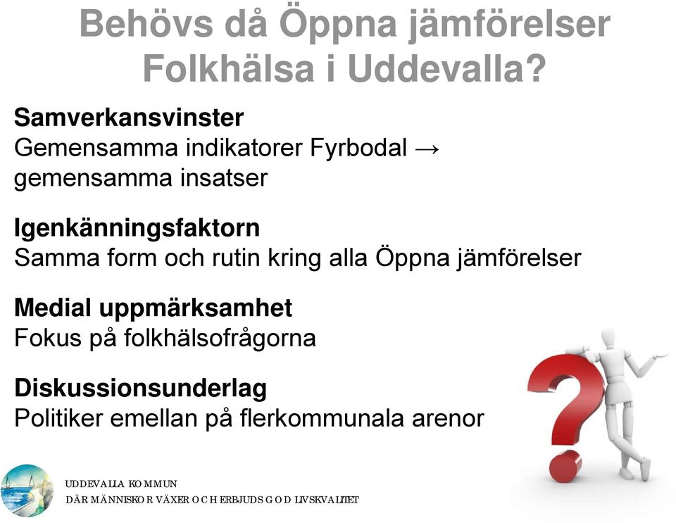 Igenkänningsfaktorn Samma form och rutin kring alla Öppna jämförelser