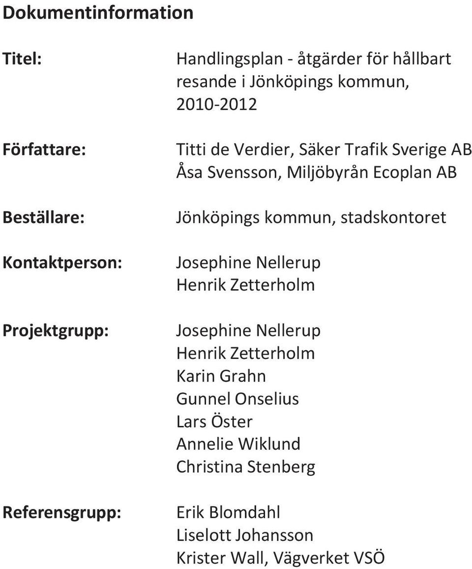 Ecoplan AB Jönköpings kommun, stadskontoret Josephine Nellerup Henrik Zetterholm Josephine Nellerup Henrik Zetterholm