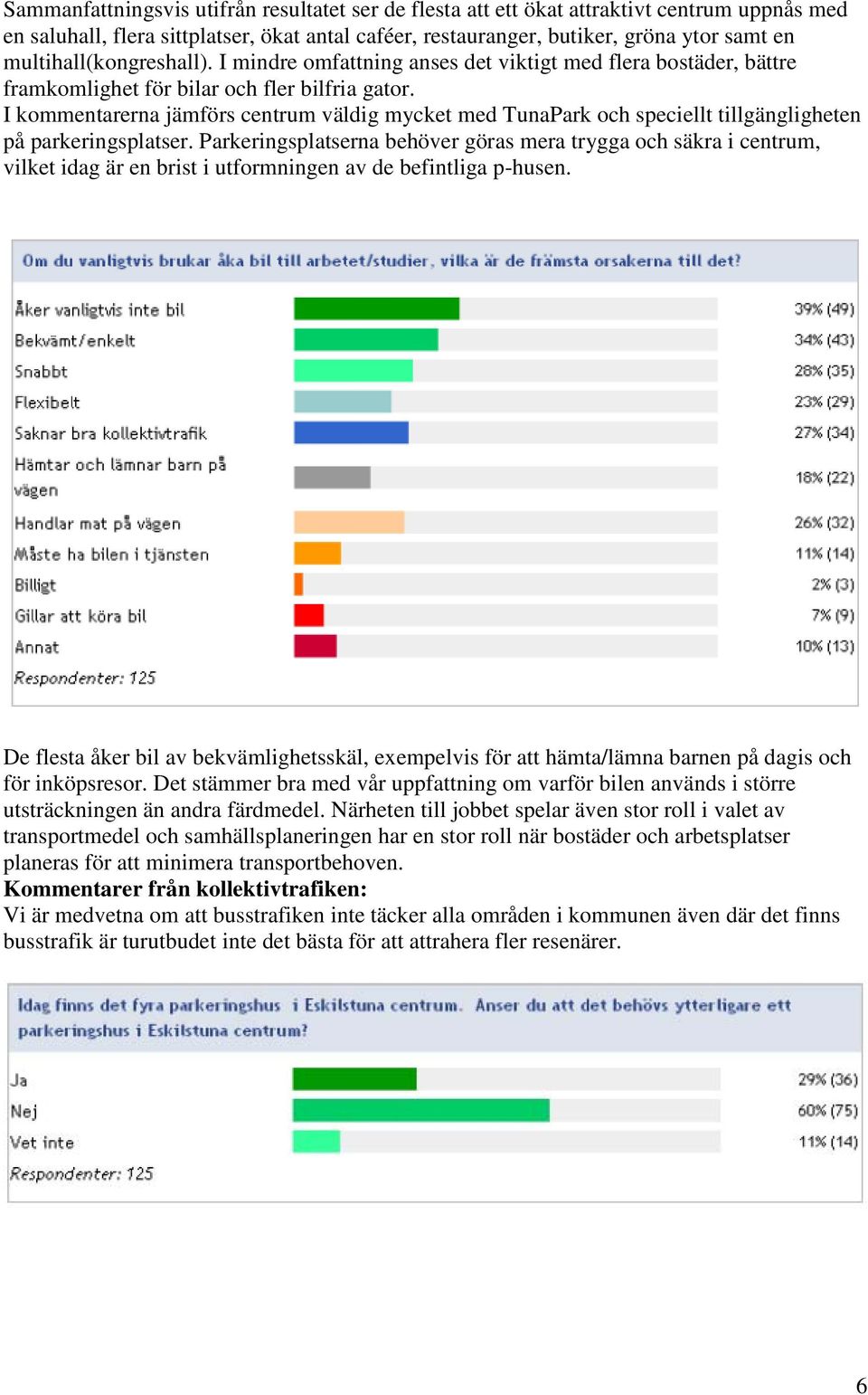 I kommentarerna jämförs centrum väldig mycket med TunaPark och speciellt tillgängligheten på parkeringsplatser.