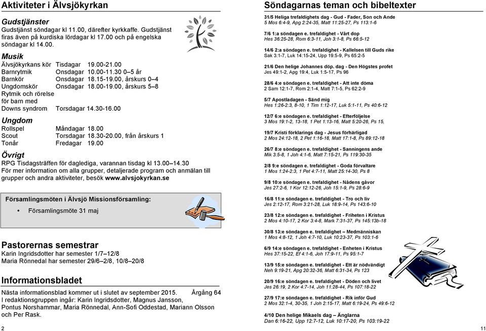 00 Ungdom Rollspel Måndagar 18.00 Scout Torsdagar 18.30-20.00, från årskurs 1 Tonår Fredagar 19.00 Övrigt RPG Tisdagsträffen för daglediga, varannan tisdag kl 13.00 14.